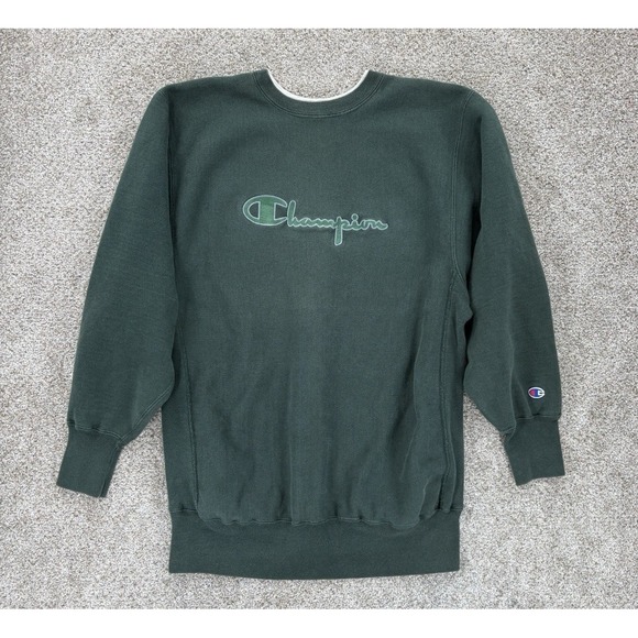 VTG 90s Champion Reverse Weave Sweatshirt Mens 2XL Green Rare Double-Rib Creweck